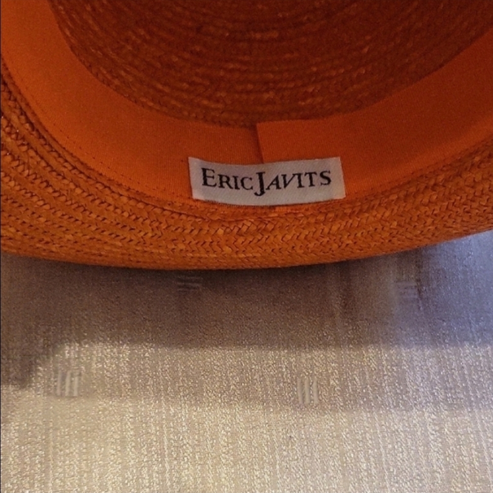 EricJavits New York | Vibrant Orange Wide-Brim Straw Hat - Picture 2 of 4